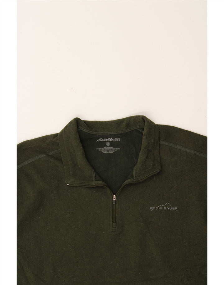 EDDIE BAUER Mens Zip Neck Sweatshirt Jumper 2XL Green Polyester Vintage Eddie Bauer and Second-Hand Eddie Bauer from Messina Hembry 