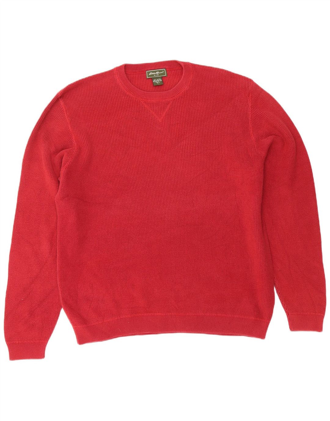 EDDIE BAUER Mens Tall Crew Neck Jumper Sweater Large Red Cotton