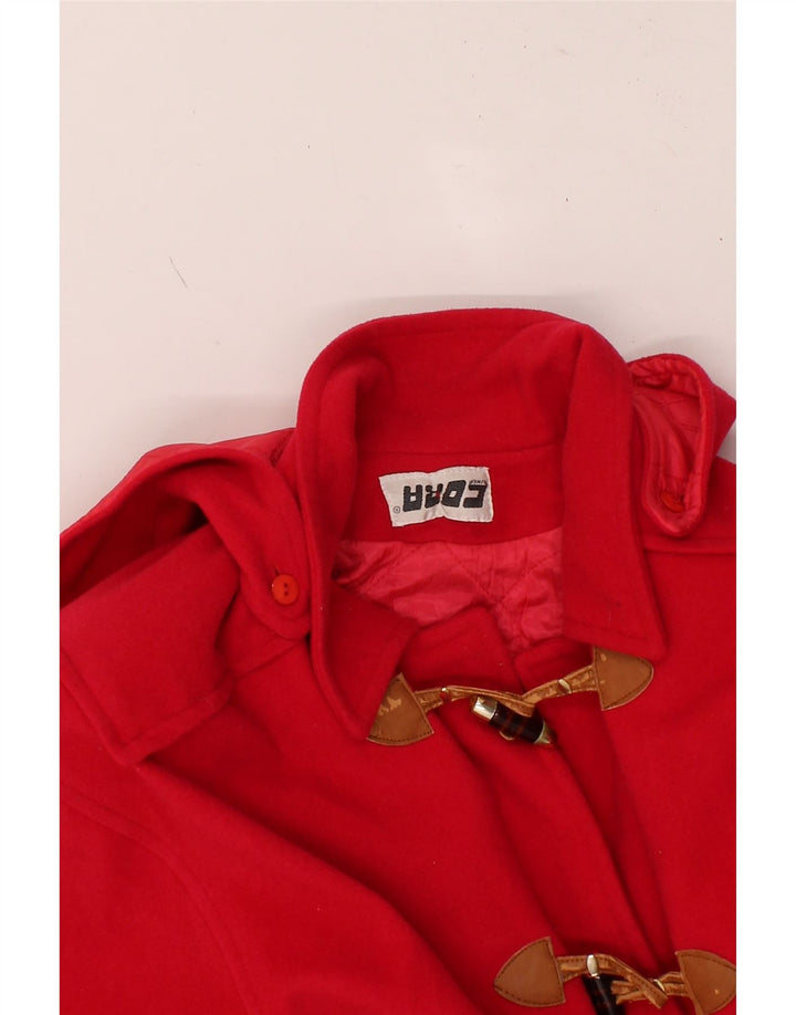 VINTAGE Womens Oversized Hooded Duffle Coat UK 10 Small Red Wool Vintage Vintage and Second-Hand Vintage from Messina Hembry 