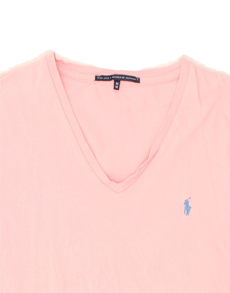 RALPH LAUREN Womens T-Shirt Top UK 14 Medium Pink Cotton | Vintage Ralph Lauren | Thrift | Second-Hand Ralph Lauren | Used Clothing | Messina Hembry 