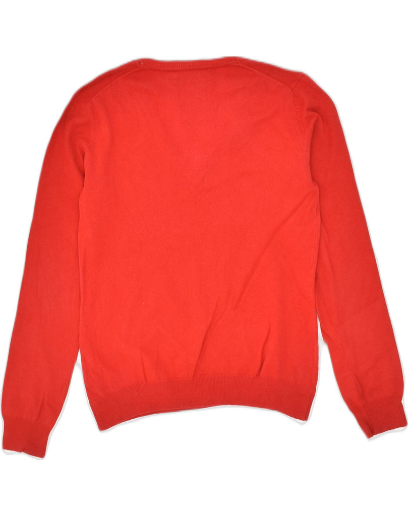 TOMMY HILFIGER Womens V-Neck Jumper Sweater UK 10 Small Red Cotton | Vintage Tommy Hilfiger | Thrift | Second-Hand Tommy Hilfiger | Used Clothing | Messina Hembry 