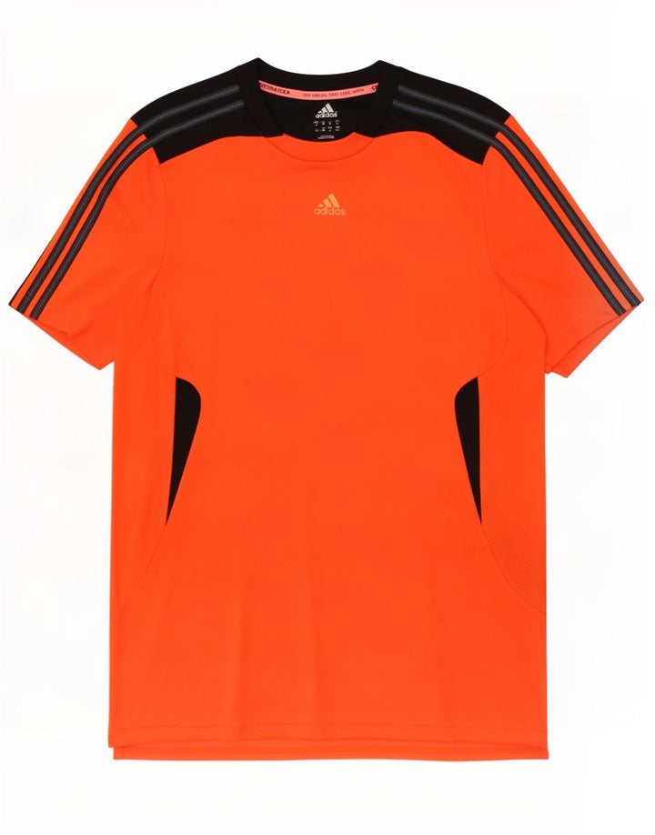 Adidas Mens Climacool T-Shirt Top Medium Orange Colourblock Polyester