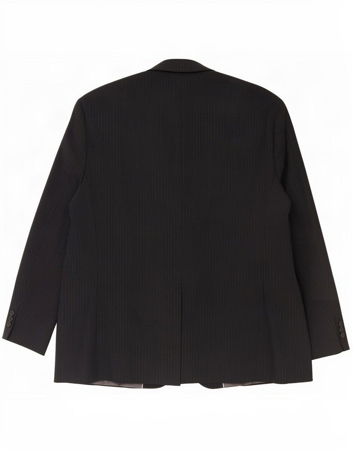 Marks & Spencer Mens Short 3 Button Blazer Jacket UK 48 2XL Black Pinstripe