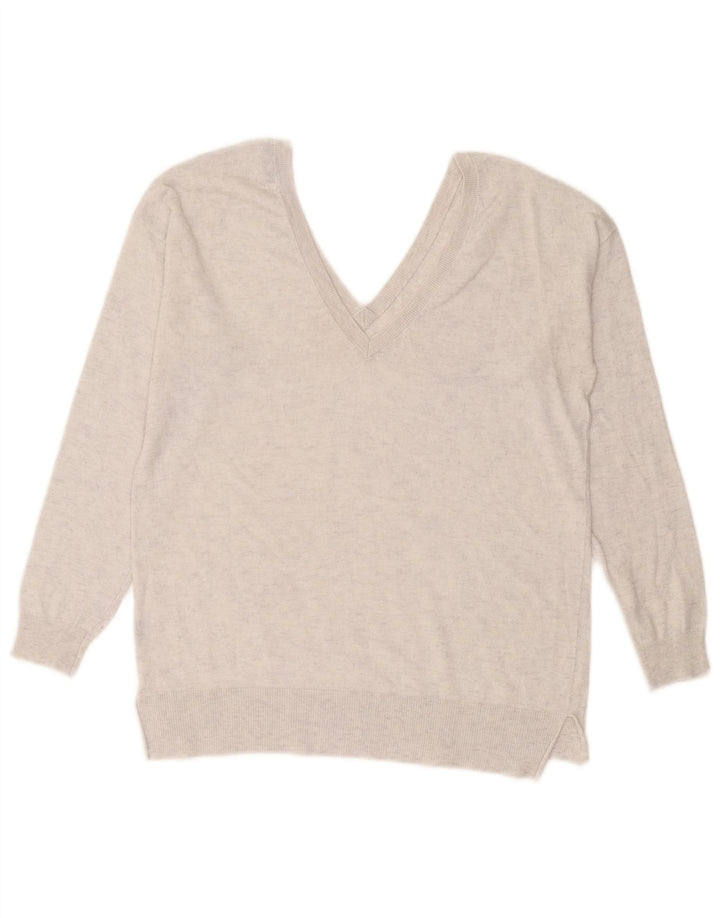 Zara Womens V-Neck Jumper Sweater UK 16 Large Grey