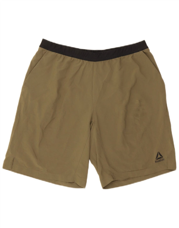 Reebok Mens Sport Shorts Medium  Khaki Colourblock Polyester