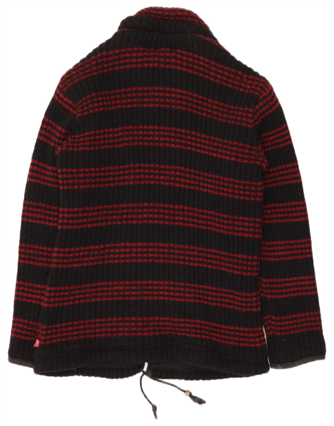 HIMALAYA Mens Cardigan Sweater XL Black Striped Wool