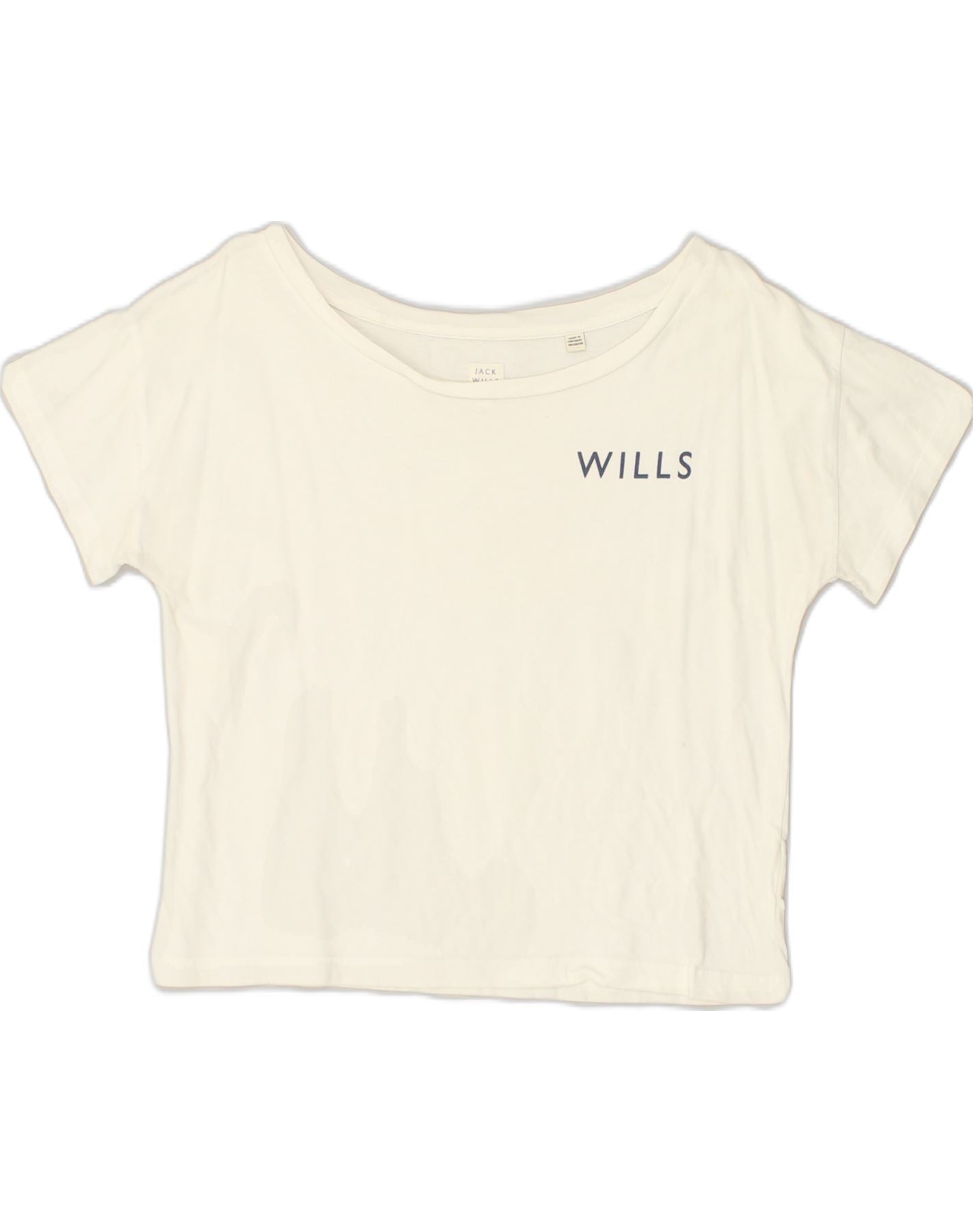 JACK WILLS Womens Oversized Crop T-Shirt Top UK Small Beige