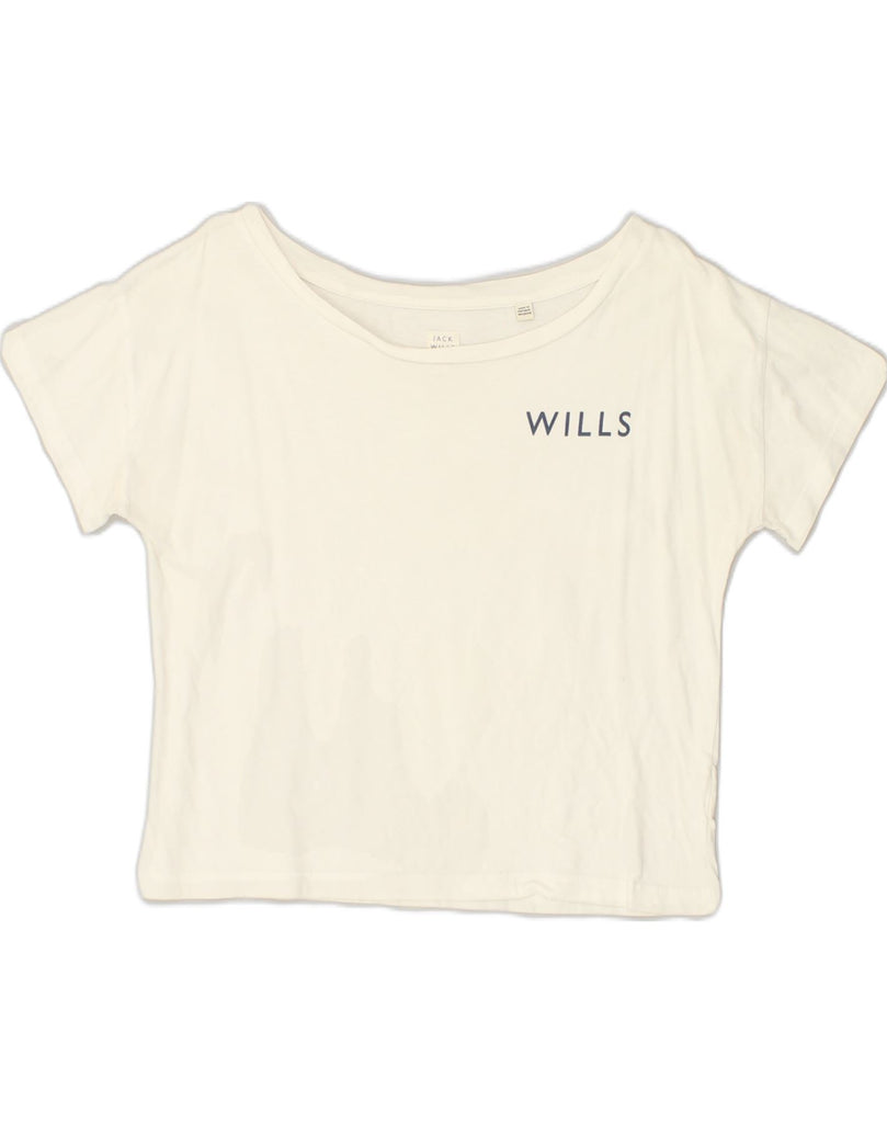 JACK WILLS Womens Oversized Crop T-Shirt Top UK 8 Small  Beige Cotton | Vintage Jack Wills | Thrift | Second-Hand Jack Wills | Used Clothing | Messina Hembry 