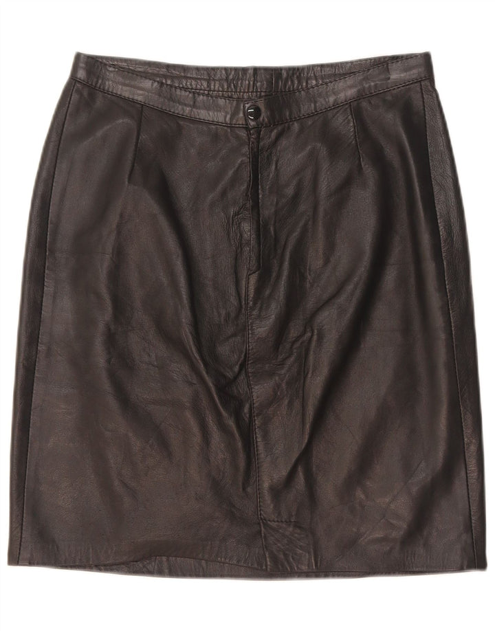 Vintage Womens Leather Skirt W28 Medium Black
