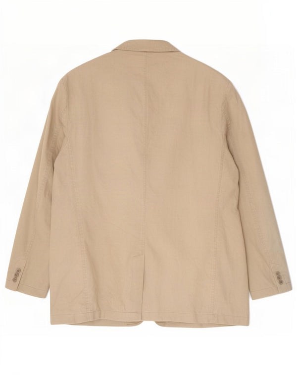 Marks & Spencer Mens 3 Button Corduroy Blazer Jacket UK 42 XL Beige Cotton