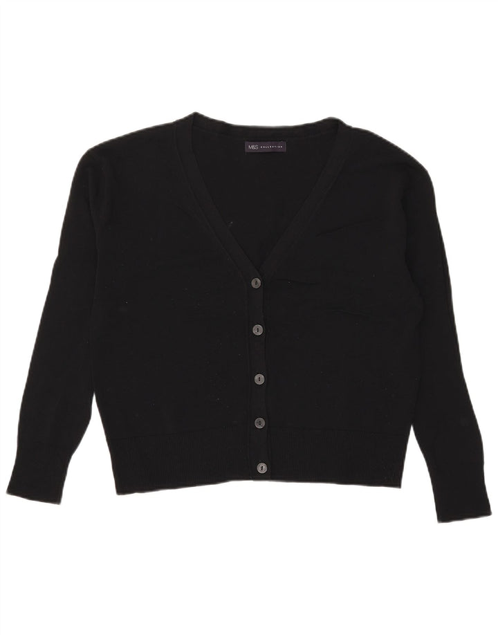 Marks & Spencer Womens Crop Oversized Cardigan Sweater UK 8 Small Black