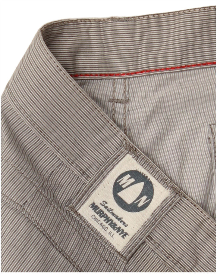 MURPHY & NYE Mens Straight Chino Trousers W38 L33 Grey Pinstripe