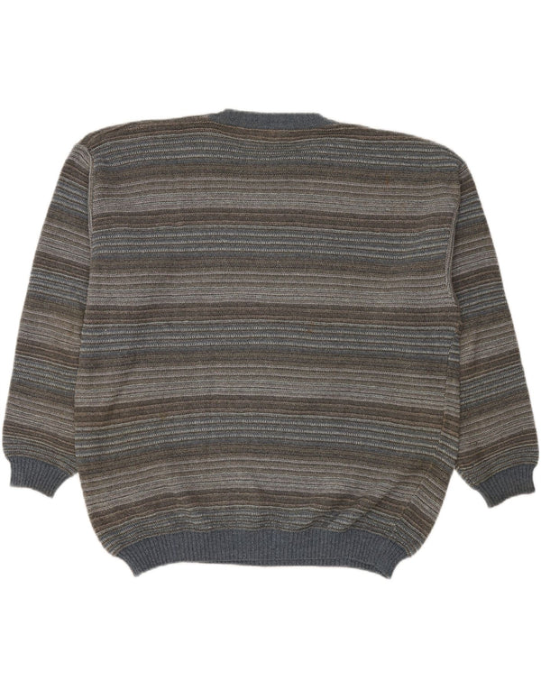 RODES Mens Crew Neck Jumper Sweater 2XL Multicoloured Striped Cotton