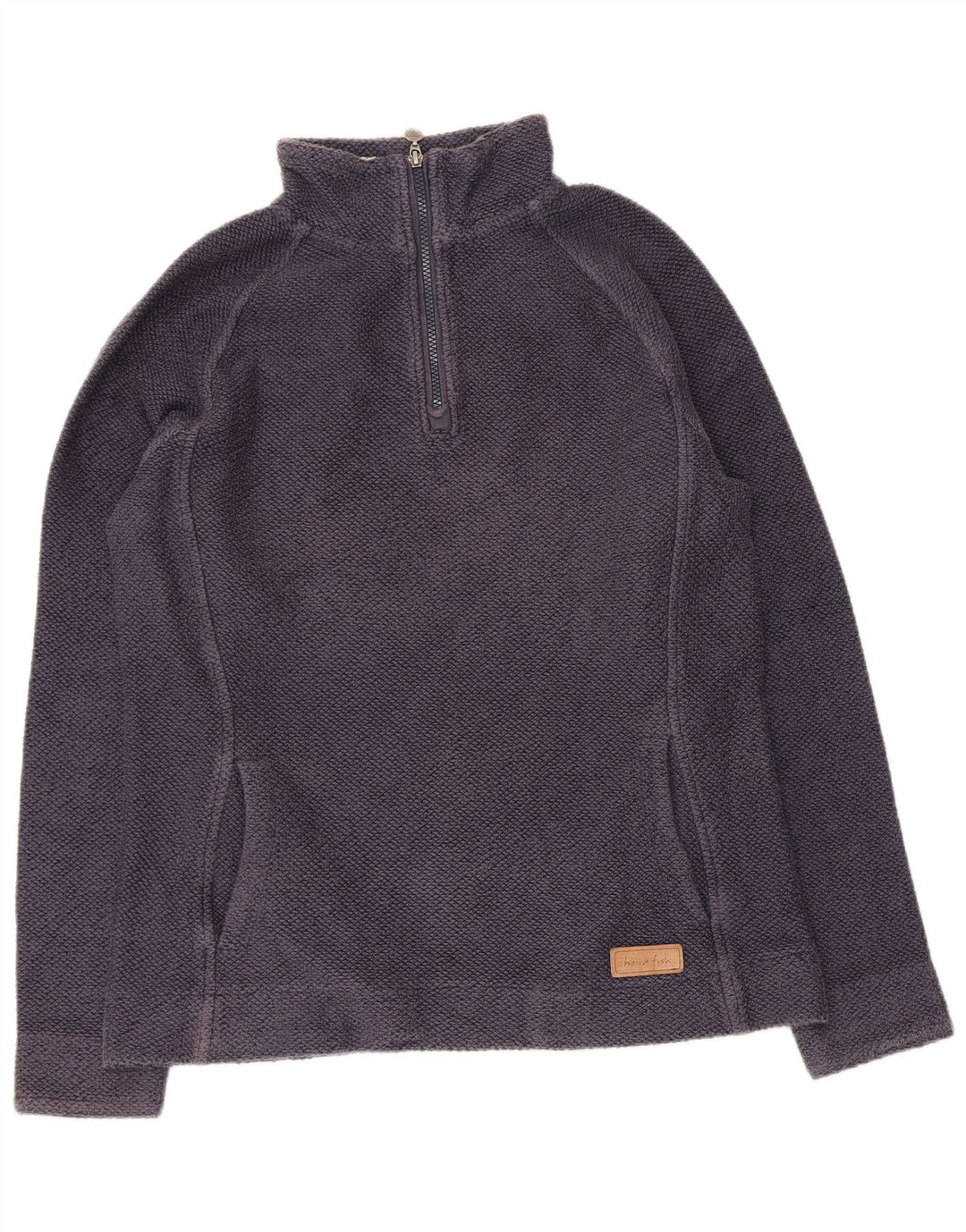 Weird Fish Womens Zip Neck Sweatshirt Jumper UK 12 Medium  Navy Blue Cotton