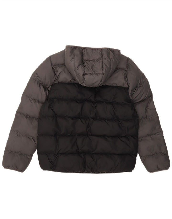 Adidas Boys Hooded Padded Jacket 13-14 Years Grey Colourblock Polyester