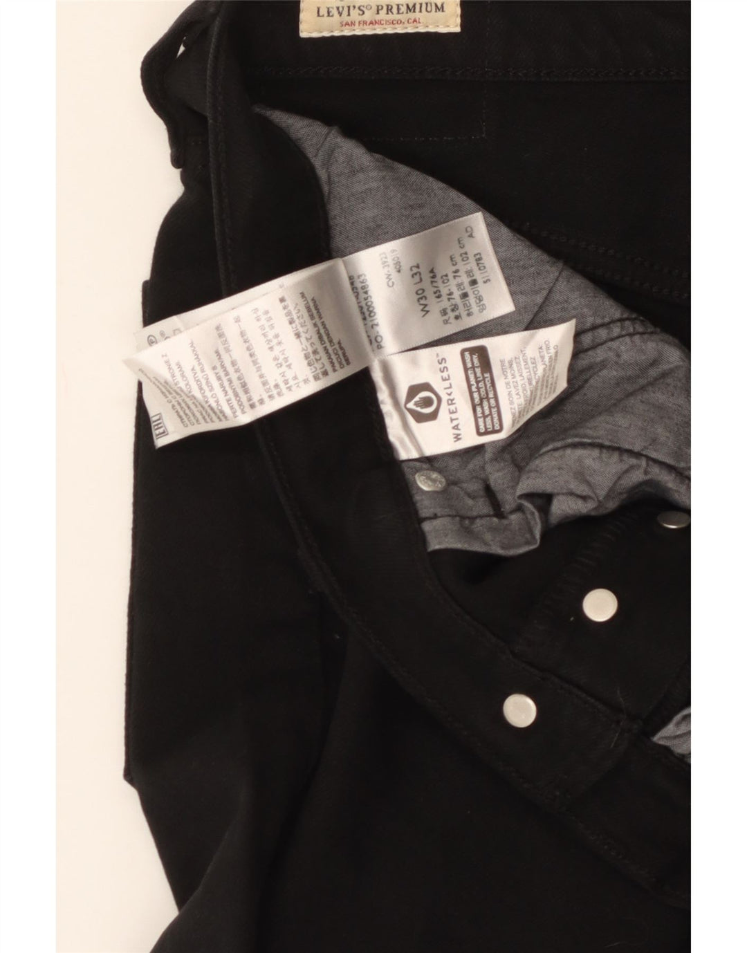 Levi's Mens 501 Straight Casual Trousers W30 L32 Black Cotton