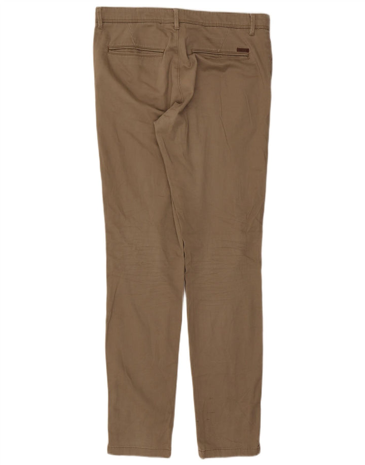 JACK & JONES Mens Slim Chino Trousers W32 L32 Beige Cotton