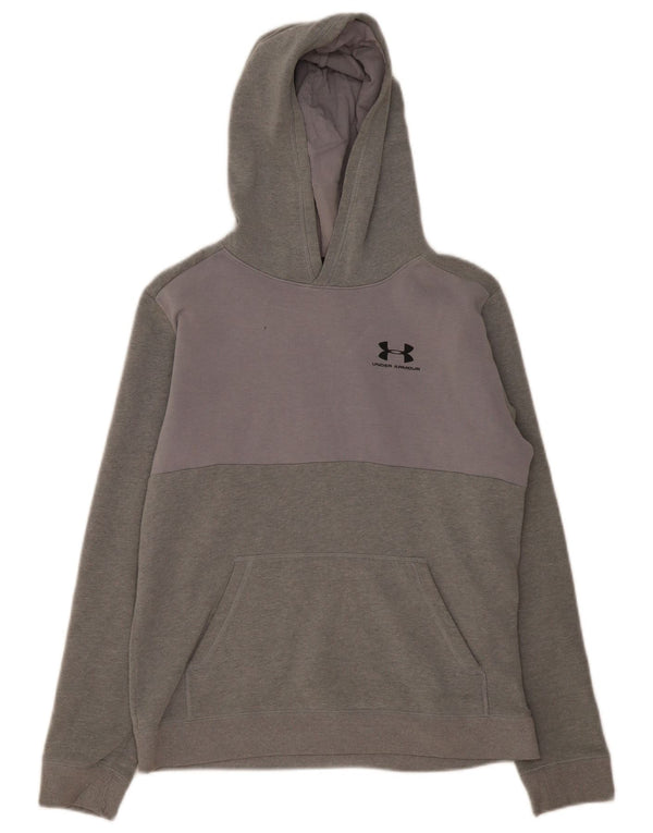 Under Armour Boys Hoodie Jumper 13-14 Years XL Grey Colourblock