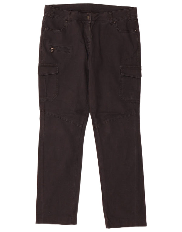 Naf Naf Womens Straight Cargo Trousers EU 42 Large W34 L30 Black Cotton