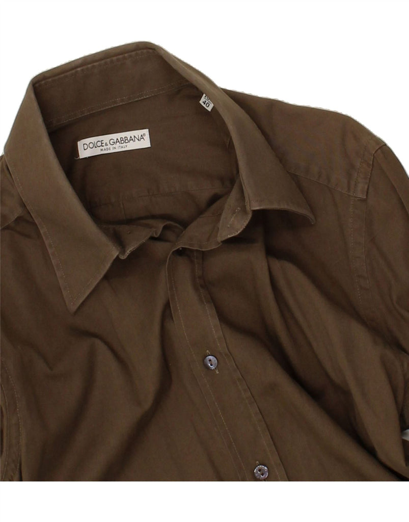 DOLCE & GABBANA Mens Shirt Size 15 40 Medium Brown | Vintage Dolce & Gabbana | Thrift | Second-Hand Dolce & Gabbana | Used Clothing | Messina Hembry 