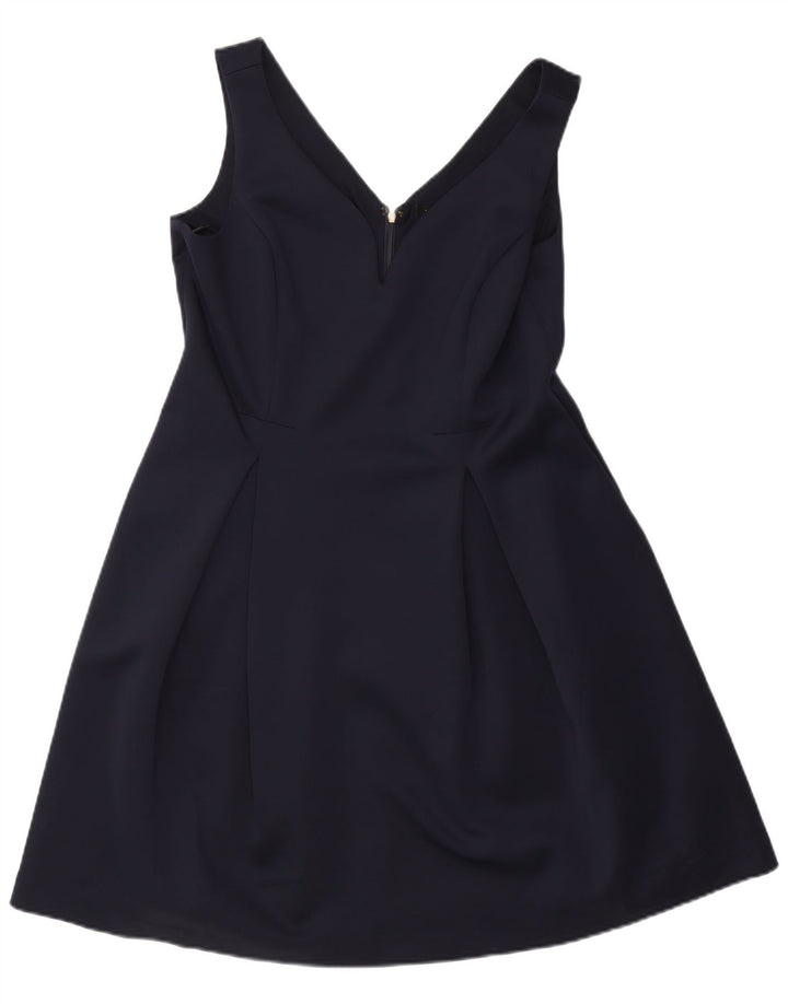 Dkny Womens Sleeveless A-Line Dress US 14 XL Navy Blue Polyester