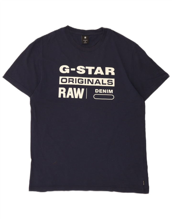 G-Star Mens Graphic T-Shirt Top Medium Navy Blue Cotton
