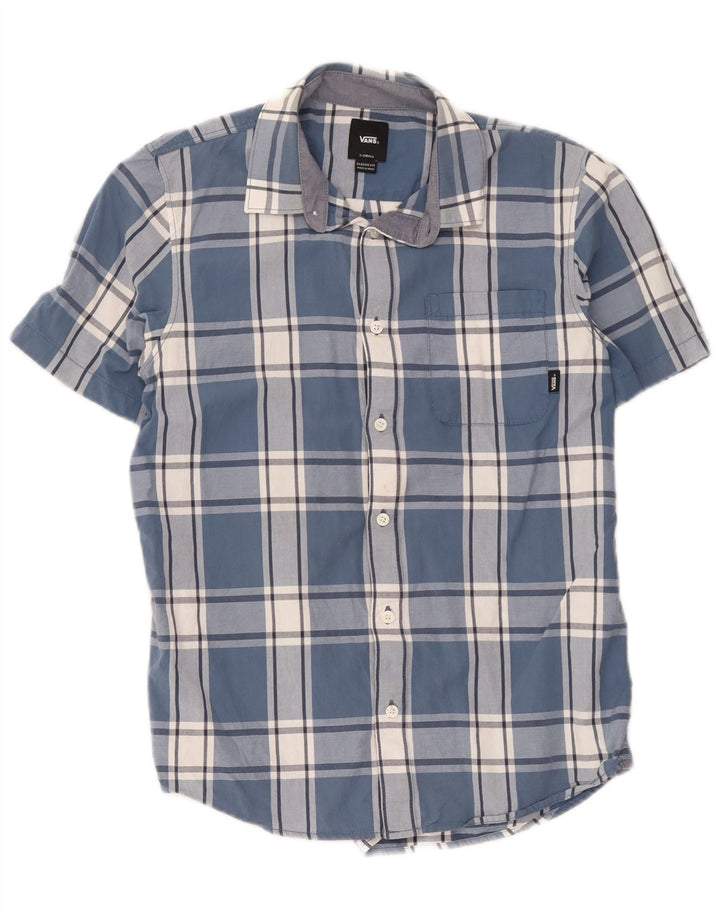 Vans Mens Short Sleeve Classic Fit Shirt XS Blue Check