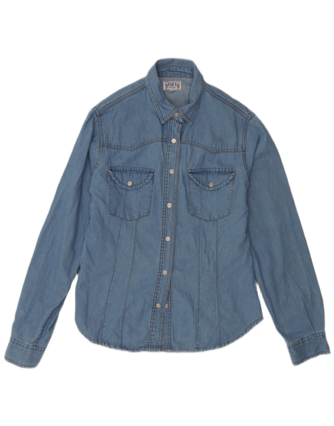 Vintage Womens Denim Shirt UK 14 Large Blue