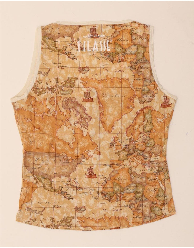 ALVIERO MARTINI Womens Graphic Vest Top UK 12 Medium Brown Vintage ALVIERO MARTINI and Second-Hand ALVIERO MARTINI from Messina Hembry 