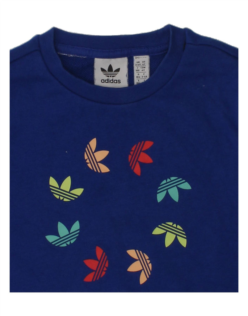 ADIDAS Girls Graphic Sweatshirt Jumper 3-4 Years Navy Blue | Vintage Adidas | Thrift | Second-Hand Adidas | Used Clothing | Messina Hembry 