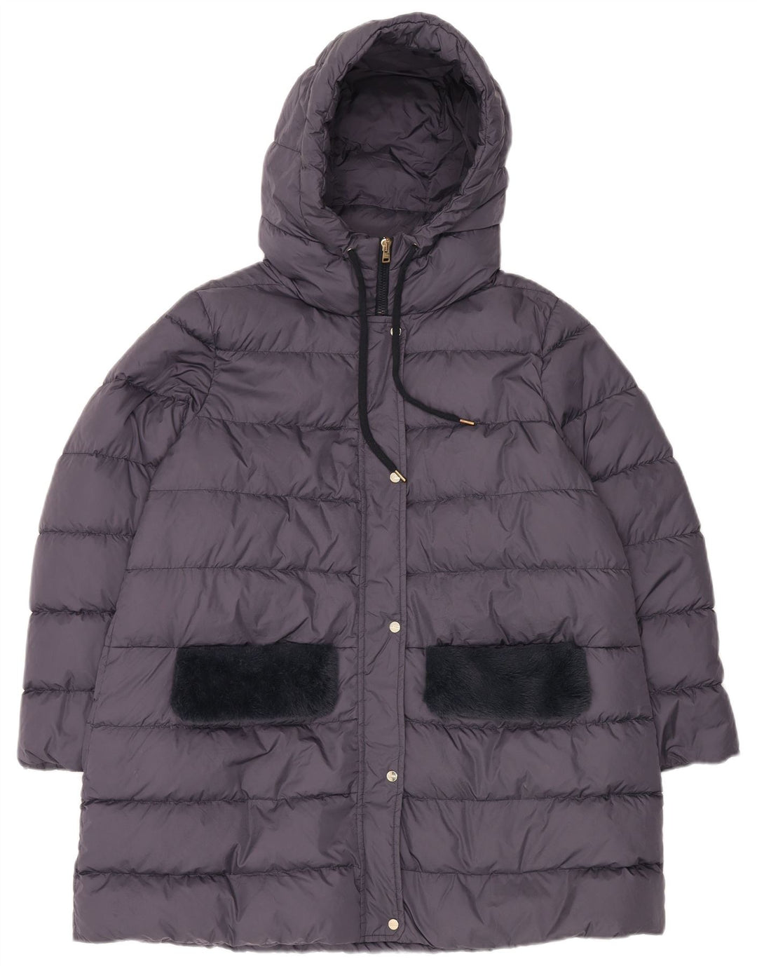 Herno Womens Oversized Hooded Padded Coat IT 48 XL Grey Polyamide