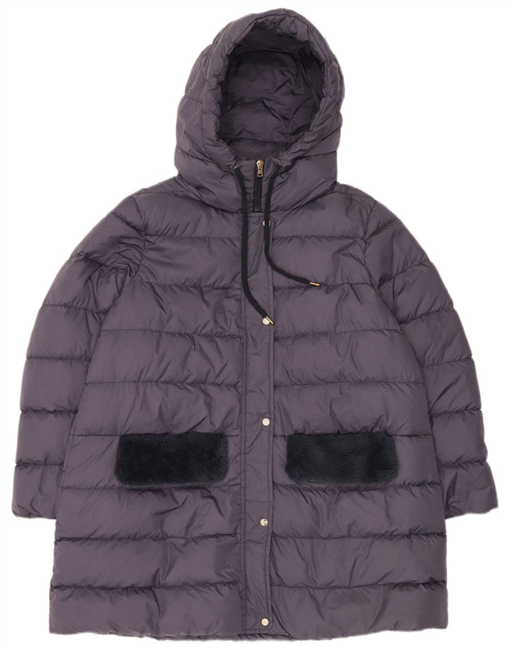Herno Womens Oversized Hooded Padded Coat IT 48 XL Grey Polyamide