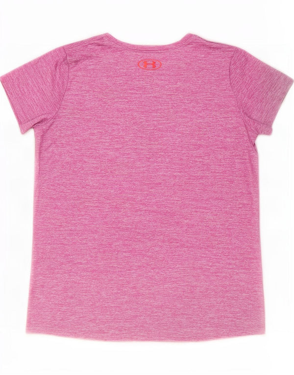 Under Armour Girls Graphic T-Shirt Top 11-12 Years Large Pink Flecked