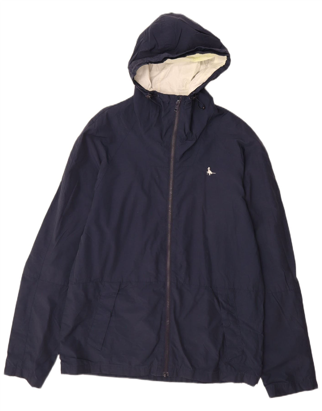 Jack Wills Mens Hooded Rain Jacket UK 40 Large Navy Blue Cotton