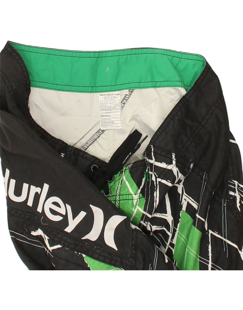 HURLEY Mens Graphic Swimming Shorts W32 Medium Black Argyle/Diamond | Vintage Hurley | Thrift | Second-Hand Hurley | Used Clothing | Messina Hembry 