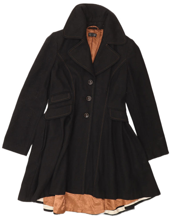 Topshop Womens Princess Coat UK 12 Medium Black Wool