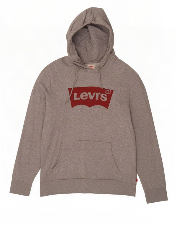 Levi's Mens Graphic Hoodie Jumper Medium Grey Cotton