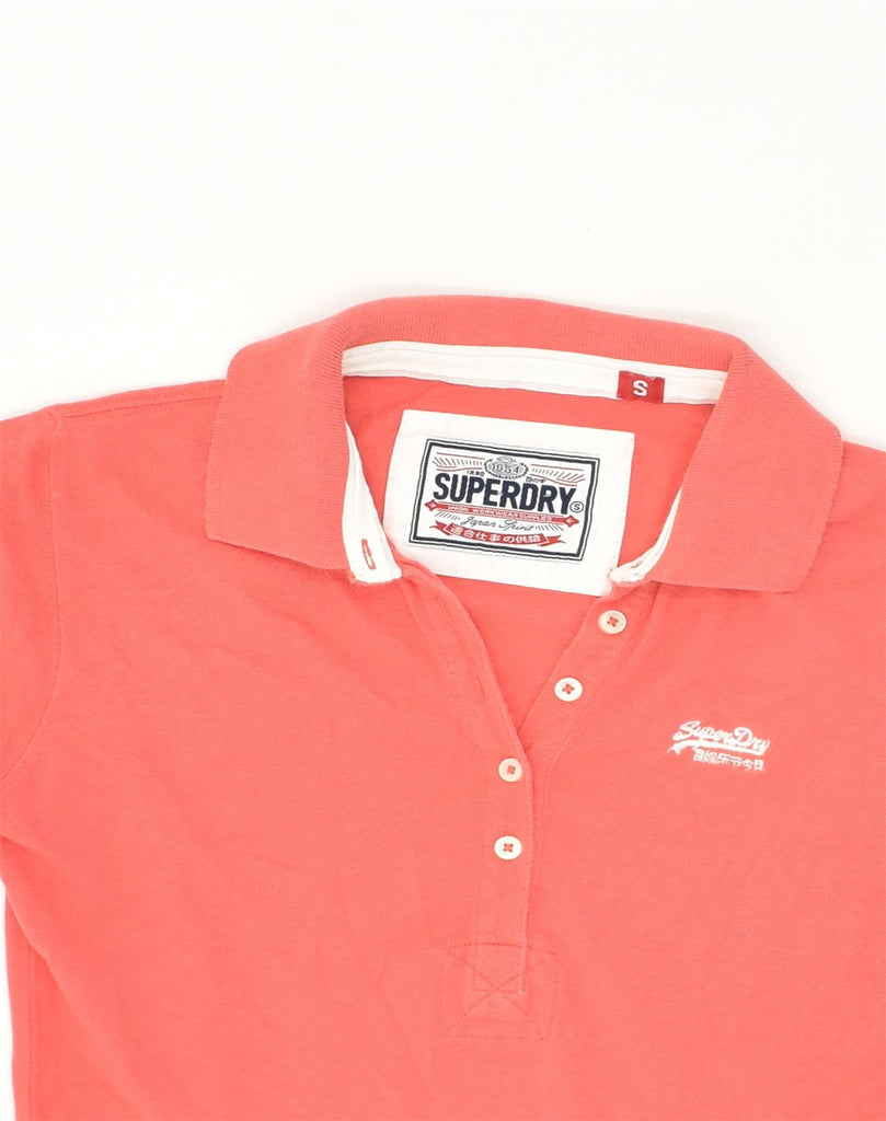 SUPERDRY Womens Polo Shirt UK 8 Small Red Cotton | Vintage Superdry | Thrift | Second-Hand Superdry | Used Clothing | Messina Hembry 