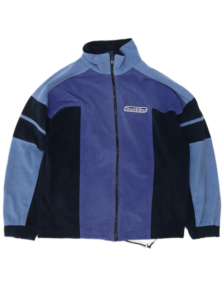 Lotto Mens Velour Full Tracksuit Medium Navy Blue Colourblock Polyester