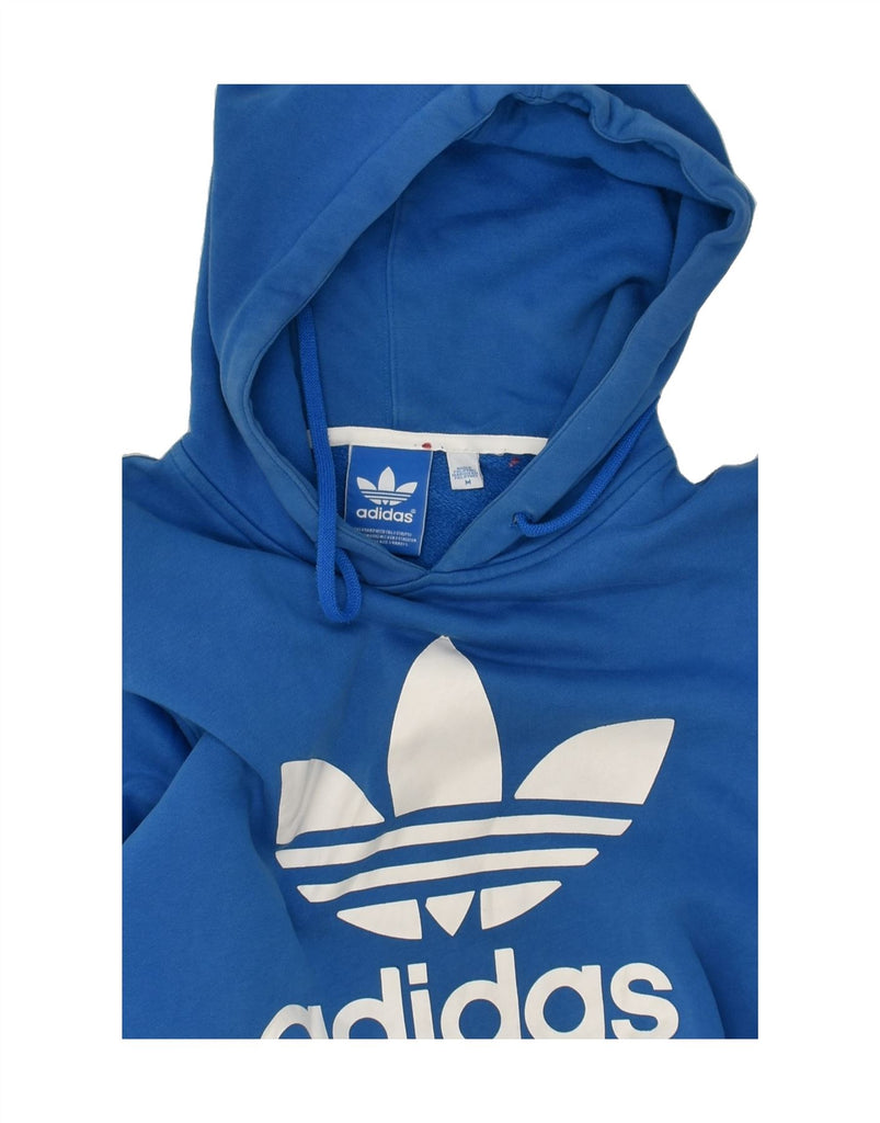 ADIDAS Womens Graphic Hoodie Jumper UK 14 Medium Blue Cotton | Vintage Adidas | Thrift | Second-Hand Adidas | Used Clothing | Messina Hembry 