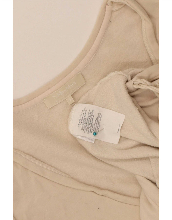 Max Mara Womens Top Long Sleeve UK 10 Small Beige Cotton