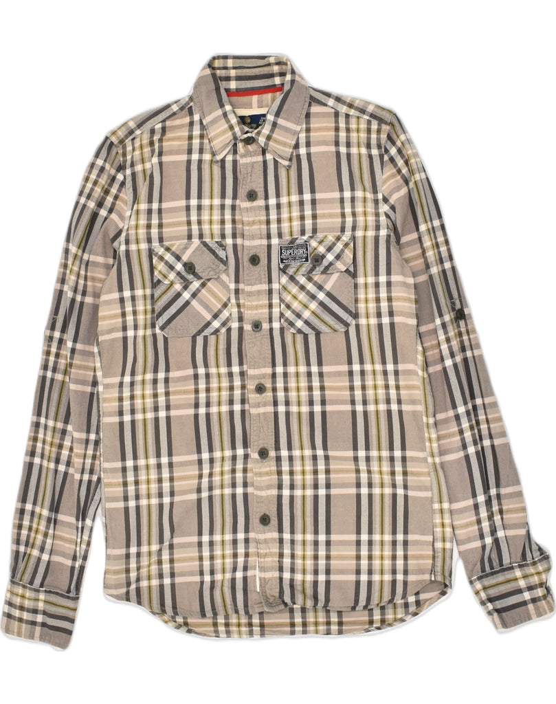 SUPERDRY Mens Shirt Medium Grey Check Cotton | Vintage Superdry | Thrift | Second-Hand Superdry | Used Clothing | Messina Hembry 