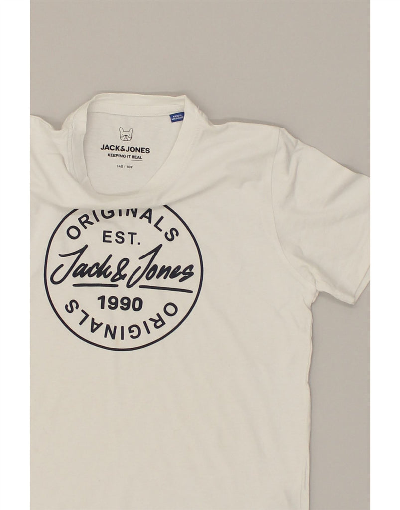 JACK & JONES Boys Graphic T-Shirt Top 9-10 Years White Cotton | Vintage Jack & Jones | Thrift | Second-Hand Jack & Jones | Used Clothing | Messina Hembry 