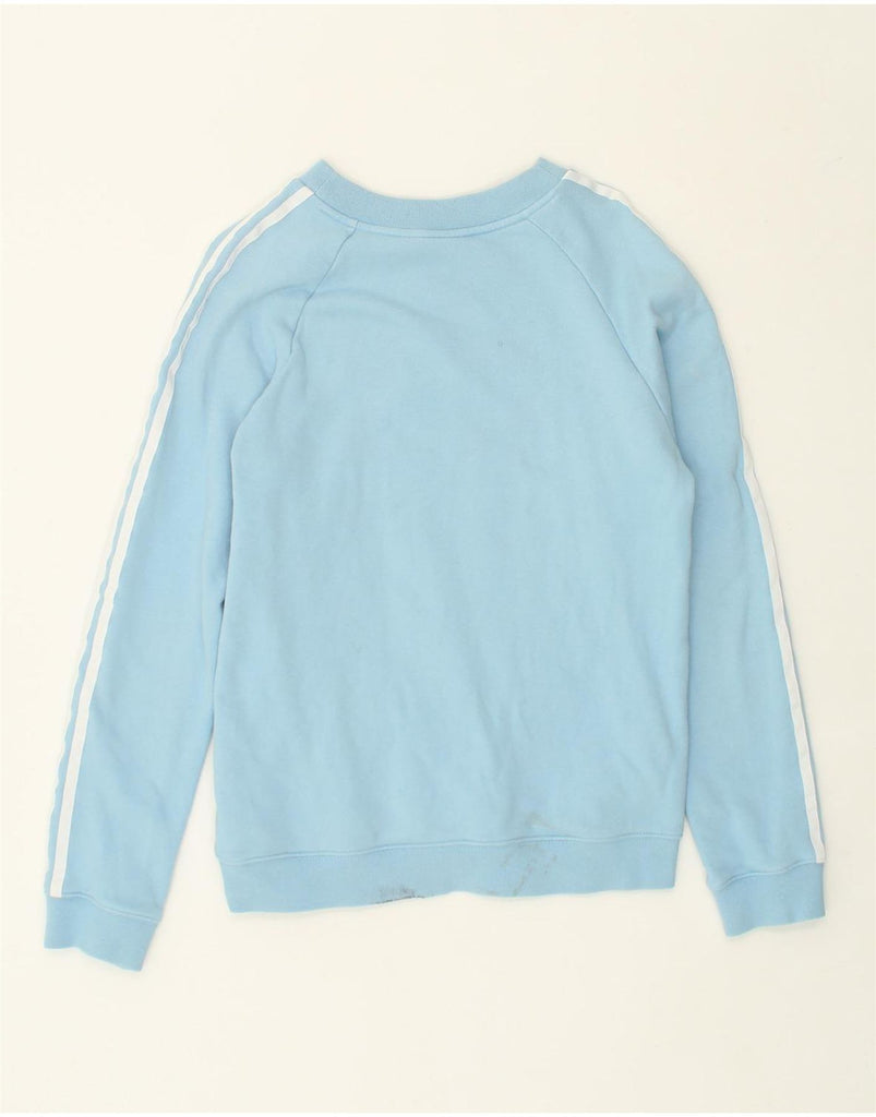 ADIDAS Womens Graphic Sweatshirt Jumper UK 12 Medium  Blue Cotton | Vintage Adidas | Thrift | Second-Hand Adidas | Used Clothing | Messina Hembry 