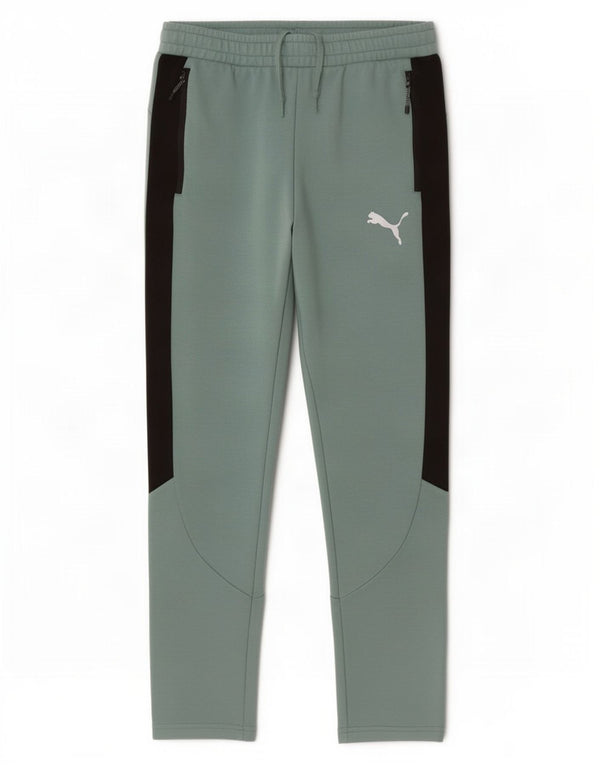 Puma Mens Tracksuit Trousers Medium Green Colourblock Cotton