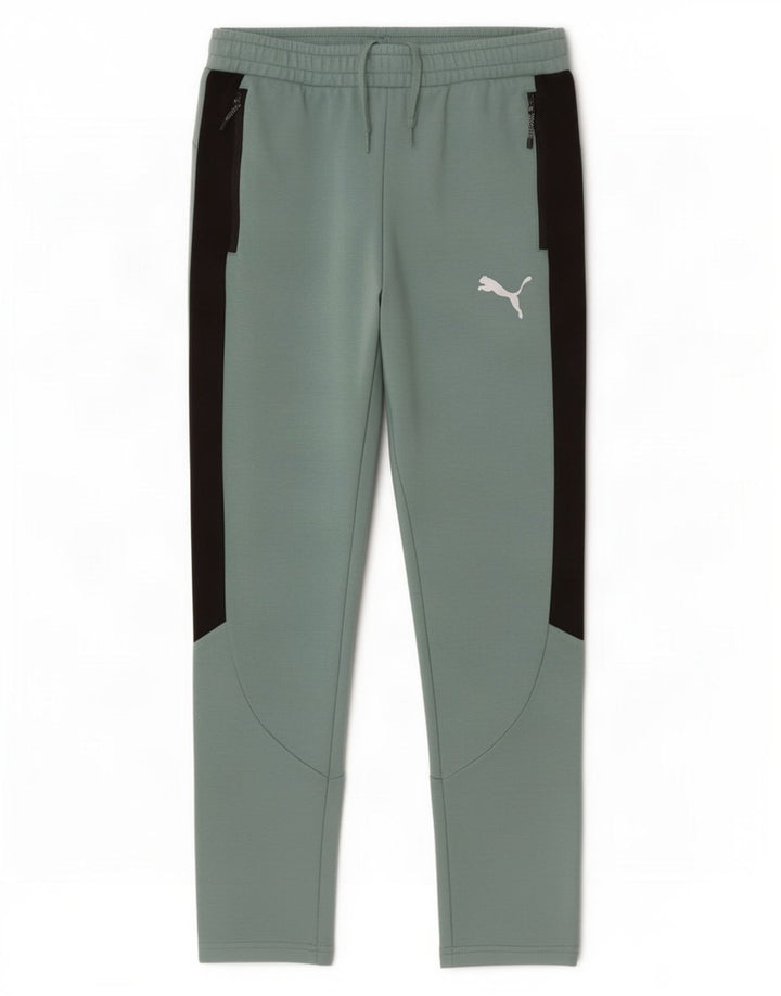 Puma Mens Tracksuit Trousers Medium Green Colourblock Cotton
