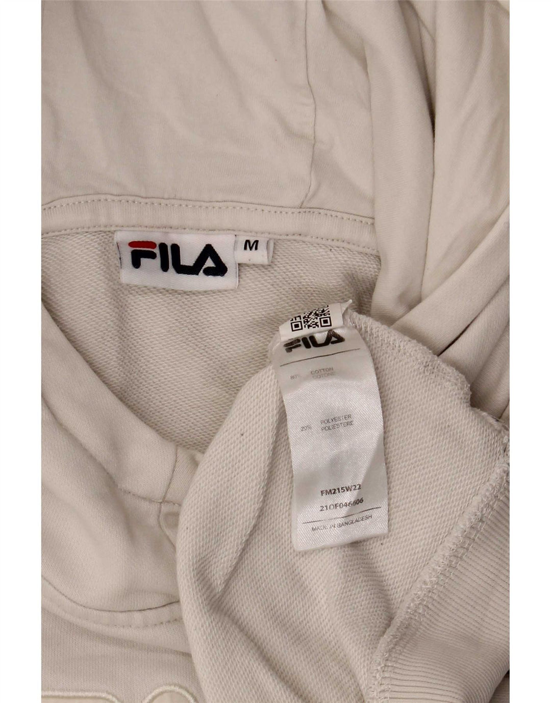 Fila Mens Graphic Hoodie Jumper Medium White Cotton