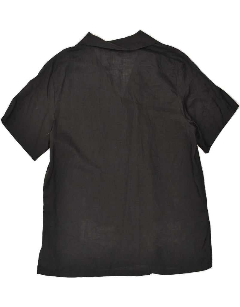 MARELLA Womens Short Sleeve Shirt UK 16 Large Black Floral | Vintage Marella | Thrift | Second-Hand Marella | Used Clothing | Messina Hembry 