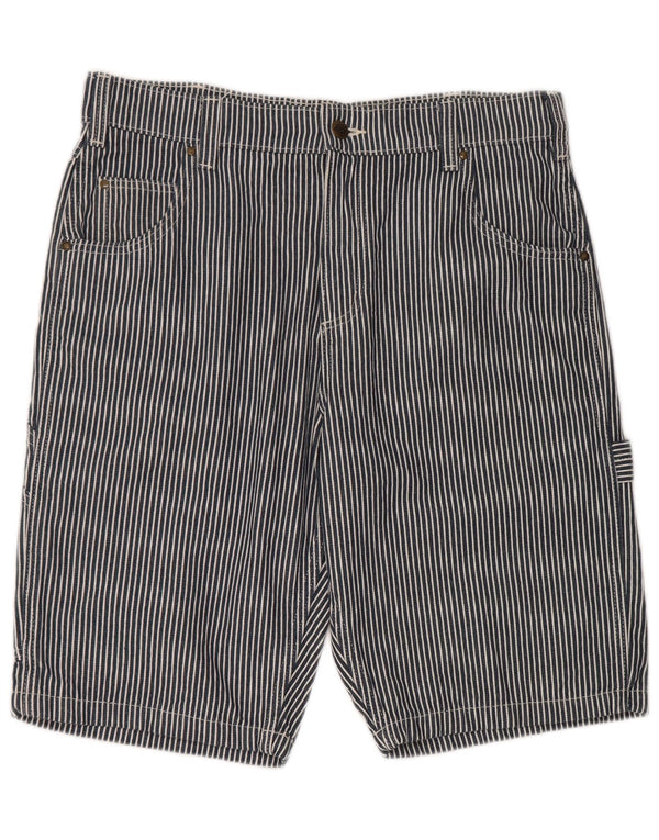 Dickies Mens Cargo Shorts W34 Large Navy Blue Striped Cotton