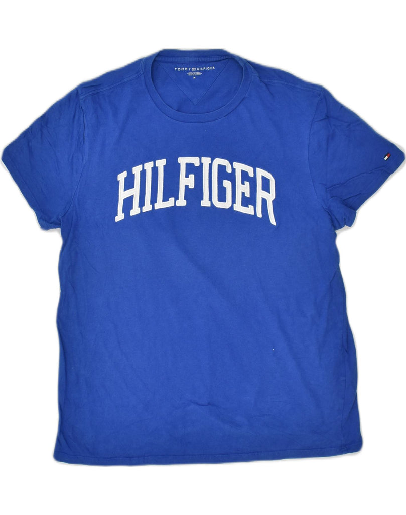 TOMMY HILFIGER Mens Graphic T-Shirt Top Medium Blue Cotton | Vintage Tommy Hilfiger | Thrift | Second-Hand Tommy Hilfiger | Used Clothing | Messina Hembry 